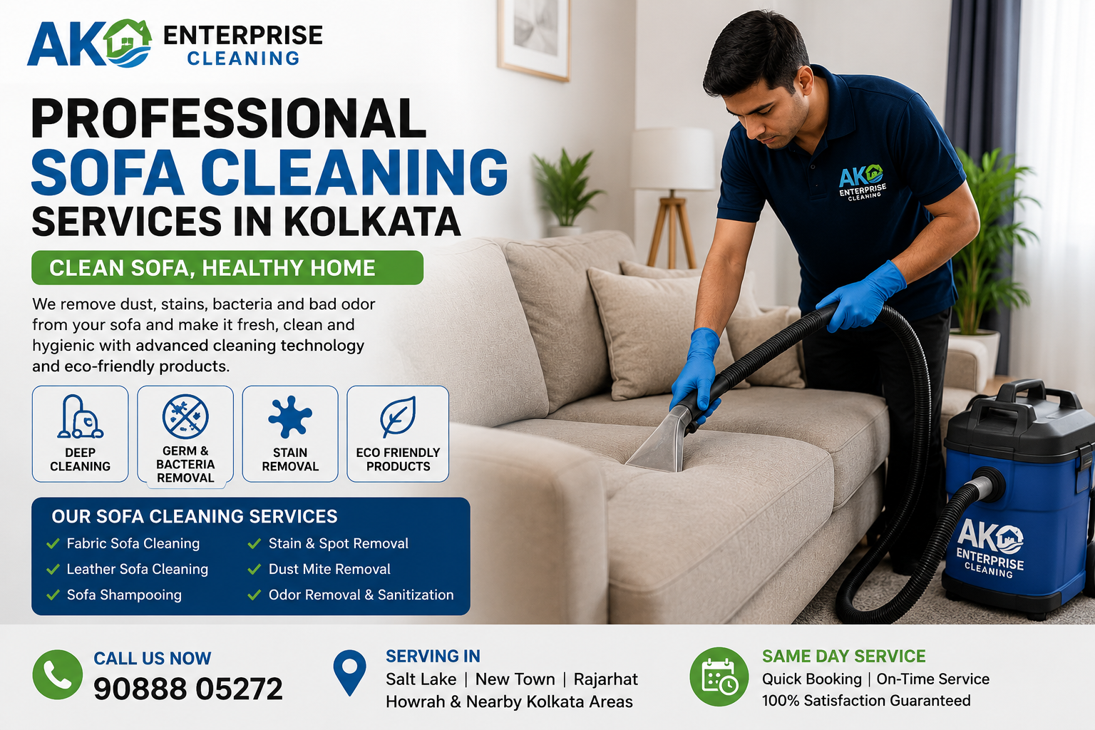 Professional Sofa Cleaning Services in Kolkata – Remove Dust, Stains & Germs
